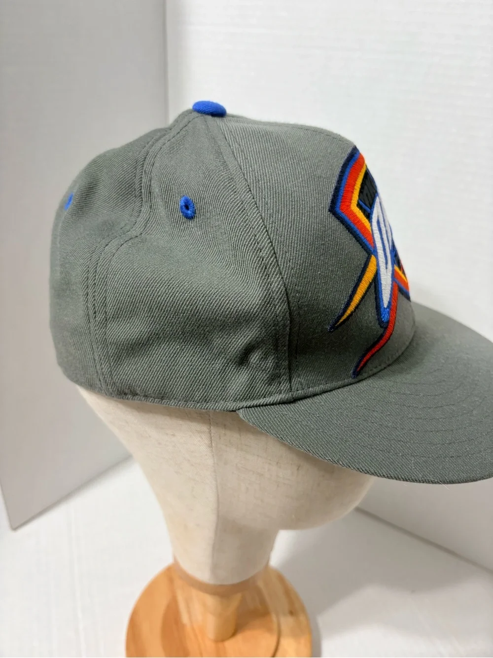 adidas Kids Gray Fitted Cap Hat with Multicolor‎ Basketball OKC Thunder Patch 7